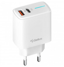 Мережевий зарядний пристрій Gelius Radiance Type-C+USB 25W White + кабель Lightning (GP-HC058)