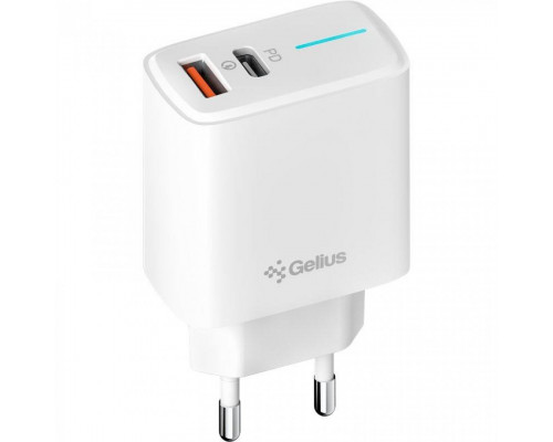 Мережевий зарядний пристрій Gelius Radiance Type-C+USB 25W White + кабель Type-C (GP-HC058)