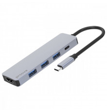 Type-C хаб Proove Iron Link 5 in 1 (3*USB3.0 + Type C + HDMI) Silver (HBIL00010604)