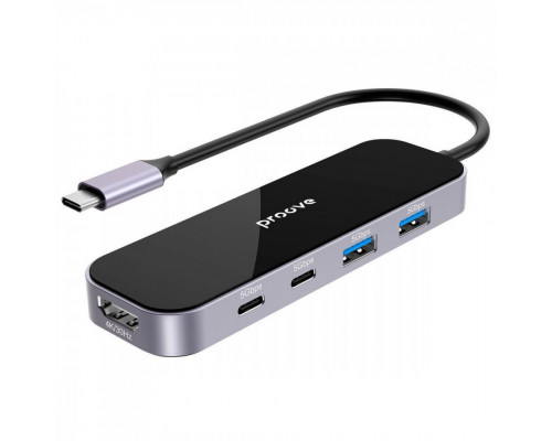Type-C хаб Proove Shadow (2*USB3.0 + Type-C + PD100W + HDMI) Dark Gray (HBSW10221205)