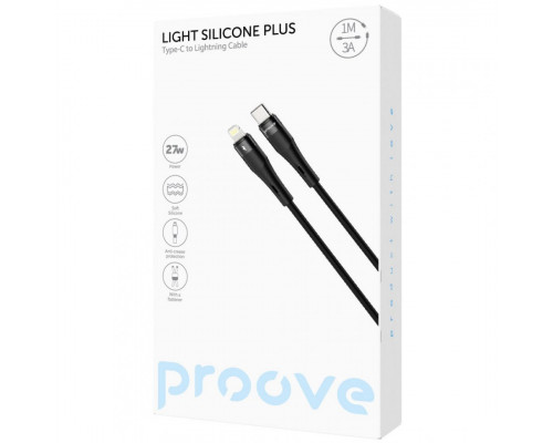 Кабель Proove Light Silicone Plus Type-C to Lightning 27W (1m) Black (CCLS27002101)