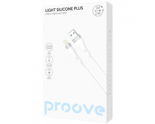Кабель Proove Light Silicone Plus USB to Lightning 2.4A (1m) Black (CCLS12001101)