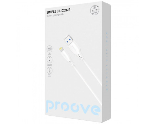 Кабель Proove Simple Silicone USB to Lightning 2.4A (2m) White (CCSS12001122)
