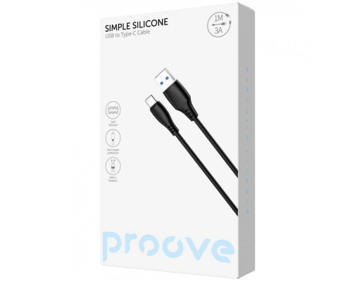 Кабель Proove Simple Silicone USB to Type-C 3A (1m) Black (CCSS15001201)