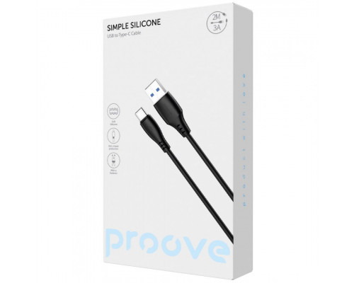 Кабель Proove Simple Silicone USB to Type-C 3A (2m) Black (CCSS15001221)