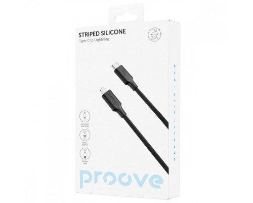 Кабель Proove Striped Silicone Type-C to Lightning (1m) Black (CCSS00002101)