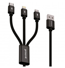 Кабель Proove Triple Connection 3 in 1 Type-C + Micro USB + Lightning (1.3m) Black (CCTC15001501)