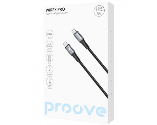 Кабель Proove WireX Pro Type-C to Type-C 100W (1.5m) Black (CCWX11002201)