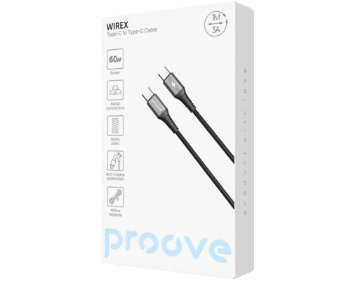 Кабель Proove WireX Type-C to Type-C 60W (1m) Black (CCWX60002201)