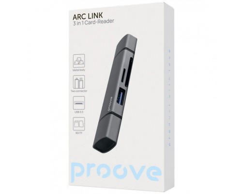 Картридер Proove Arc Link 3 in 1 (USB3.0 + SD Card + Micro SD Card) Silver (HBAL00210014)