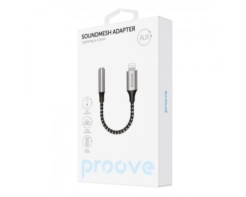 Перехідник AUX Proove SoundMesh Lightning to 3.5mm Gray (ACSM00005101)