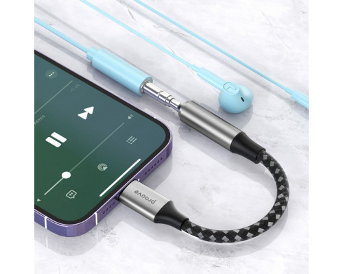 Перехідник AUX Proove SoundMesh Lightning to 3.5mm Gray (ACSM00005101)