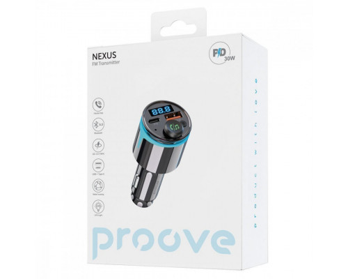Автомобільний зарядний пристрій Proove FM Launcher Nexus 30W (PD+QC3.0) Type-C+USB Black (FMNX30110001)