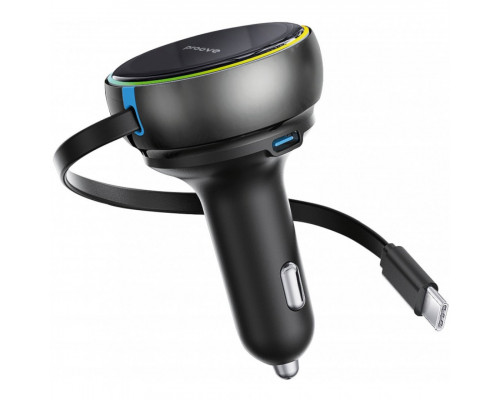 Автомобільний зарядний пристрій Proove Hammer 81W (Type-C + USB) + Retractable Type-C Cable Black (CCHR81110001)