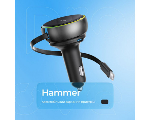 Автомобільний зарядний пристрій Proove Hammer 81W (Type-C + USB) + Retractable Type-C Cable Black (CCHR81110001)