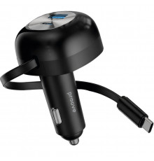 Автомобільний зарядний пристрій Proove Pulsar 65W (Type-C + USB) + Retractable Type-C Cable Black (CCPR65110001)