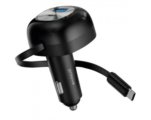 Автомобільний зарядний пристрій Proove Pulsar 65W (Type-C + USB) + Retractable Type-C Cable Black (CCPR65110001)