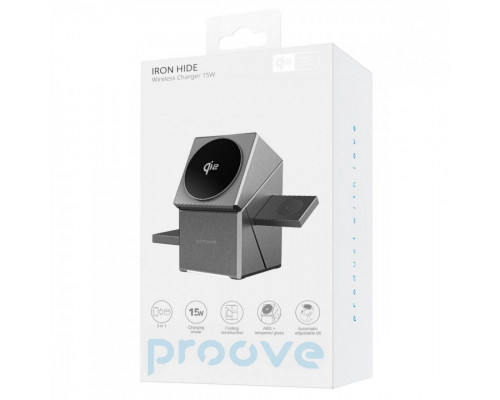 Бездротовий зарядний пристрій Proove Iron Hide 3 in 1 Qi2 Gray (WSIH15000003)