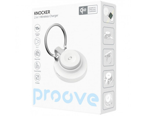 Бездротовий зарядний пристрій Proove Knocker 2 in 1 Qi2 White (WSPK15012002)