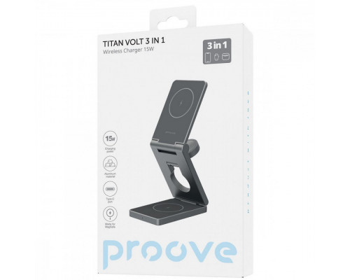 Бездротовий зарядний пристрій Proove Titan Volt 3 in 1 Gray (WSTV15000003)