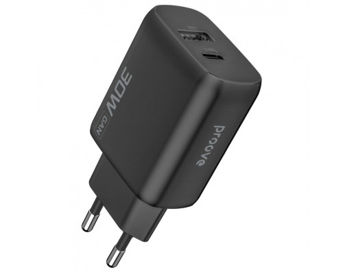 Мережевий зарядний пристрій Proove Silicone Power 2 30W (Type-C + USB) Black (WCSP23110001)