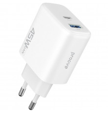 Мережевий зарядний пристрій Proove Silicone Power 2 45W (Type-C+USB) White (WCSP24110002)
