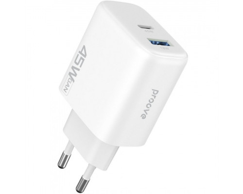 Мережевий зарядний пристрій Proove Silicone Power 2 45W (Type-C+USB) White (WCSP24110002)