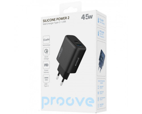 Мережевий зарядний пристрій Proove Silicone Power 2 45W (Type-C+USB) White (WCSP24110002)