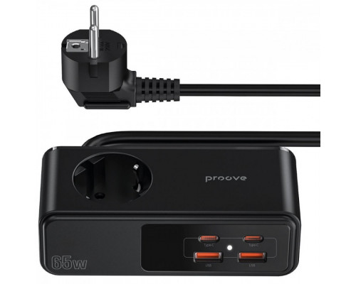 Мережевий фільтр Proove Homester Pro 65W (AC + 2xType-C + 2xUSB) 1.5m Black (PSHP25002201)