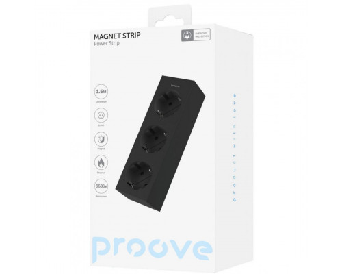 Мережевий фільтр Proove Magnet Strip (3xAC) 1.6m Black (PSMS25000001)