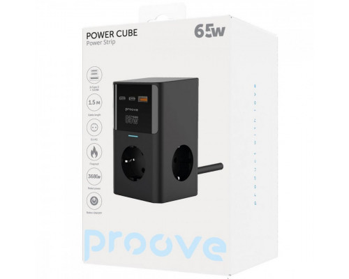 Мережевий фільтр Proove Power Cube 65W (3xAC + 2xType-C + 1xUSB) 1.5m Black (PSPC36801201)