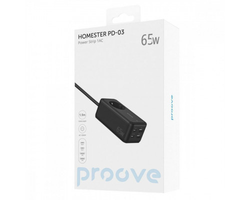 Мережевий фільтр Proove Power Strip Homester PD-03 1AC 65W (2 Type-C + 2USB) Black (PSP165220001)