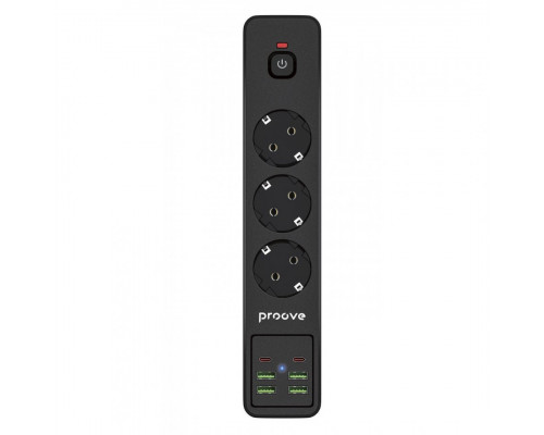 Мережевий фільтр Proove Power Strip P-03 (3 розетки + 4 USB + 2 Type-C) 2М Black (PSP342420001)