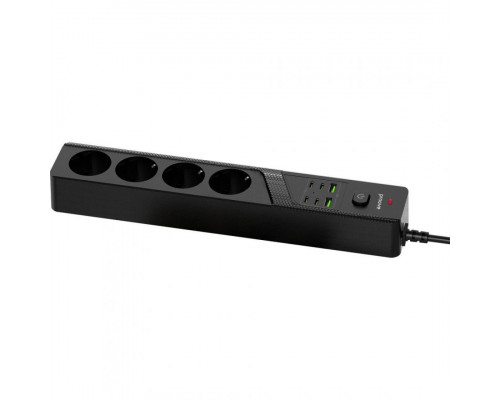 Мережевий фільтр Proove Power Strip P-04C (4 розетки + 2 USB + 4 Type-C) 2М Black (PSPS25002421)