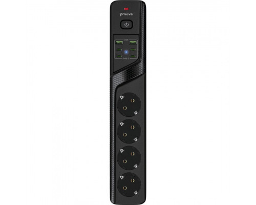 Мережевий фільтр Proove Power Strip P-04C (4 розетки + 2 USB + 4 Type-C) 3М Black (PSPS25002431)