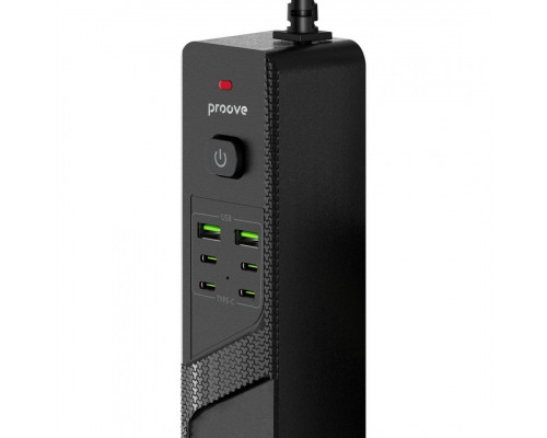Мережевий фільтр Proove Power Strip P-04C (4 розетки + 2 USB + 4 Type-C) 3М Black (PSPS25002431)