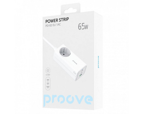 Мережевий фільтр Proove Power Strip PD-02 65W (2 Type-C + 1USB) White (PSP165210001)