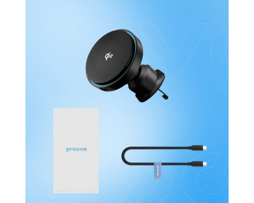 Автомобільний тримач з бездротовою зарядкою Proove Light Circle Qi2 15W Black (WHLC15010002)