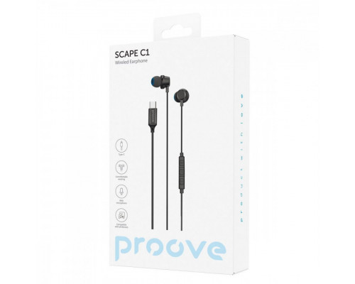 Дротові навушники Proove Scape C1 (Type-C) Black (WESC10000201)
