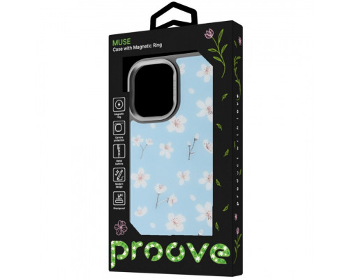 Чохол Proove Muse Fleur Case with Magnetic Ring для iPhone 17 Blue Flower (PCMFIP1700B6)