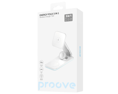Беспроводное зарядное устройство Proove Energy Fold 3 in 1 White (WSEF15010002)