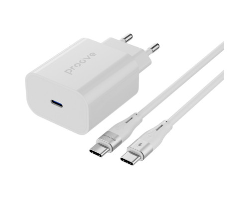 Сетевое зарядное устройство Proove Rapid 30W USB-C + Кабель Type-C to Type-C White (WCRP30012202)
