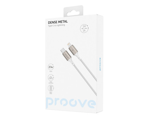 Кабель Proove Dense Metal Type-C to Lightning 27W (1m) White (CCDM27002102)