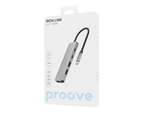 Type-C HUB Proove Iron Link 5in1 2USB+2USB-C+HDMI (HBIL00222024)