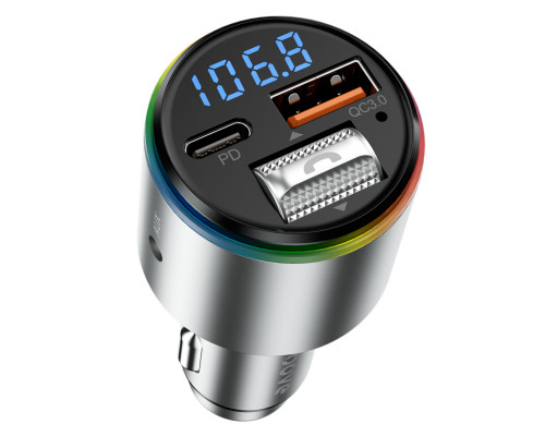 Автомобильное зарядное устройство Proove FM Launcher Power Drive 30W (PD+QC3.0) Type-C+USB+AUX Silver (FMPD30110006)