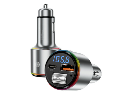 Автомобильное зарядное устройство Proove FM Launcher Power Drive 30W (PD+QC3.0) Type-C+USB+AUX Silver (FMPD30110006)
