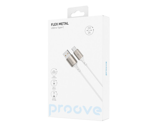 Кабель Proove Flex Metal USB to Type-C (1m) White (CCFM20001202)