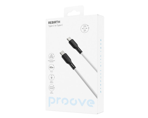 Кабель Proove Rebirth Type-C to Type-C 60W (1m) Black/White (CCRE60002202)