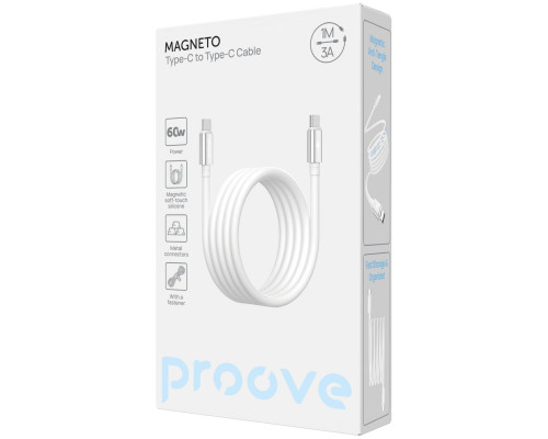 Кабель Proove Magneto Type-C to Type-C 60W (1m) White (CCMA60002202)