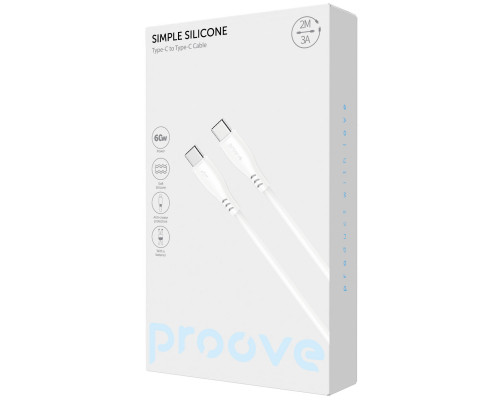 Кабель Proove Simple Silicone Type-C to Type-C 60W (2m) White (CCSI60002222)